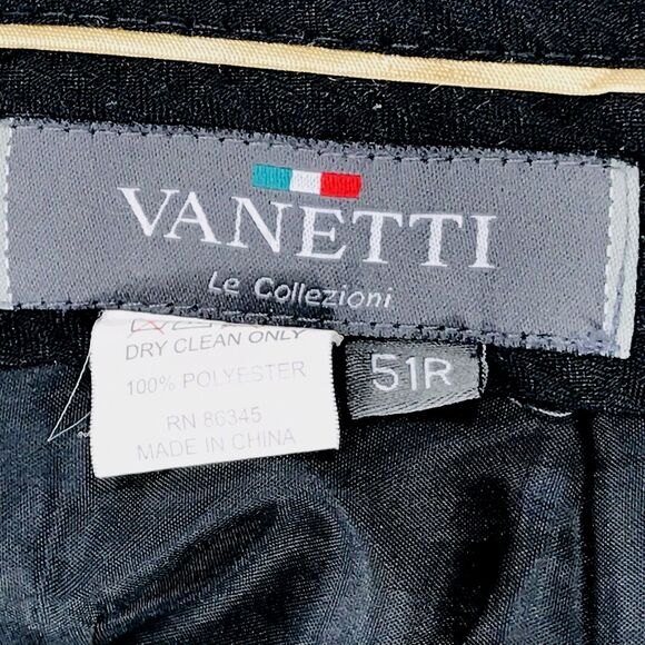 Vanetti Dress Pants Black Stripe 50 52 Pleated Cuffed Mens Le Collezioni - Picture 5 of 12